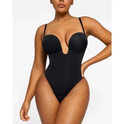BOOT-YEAH™ Bodysuit MeshSmooth™ Deep Plunge à dos bas