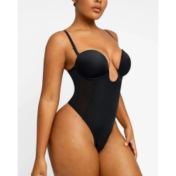 BOOT-YEAH™ Bodysuit MeshSmooth™ Deep Plunge à dos bas