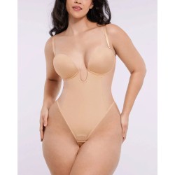 BOOT-YEAH™ Bodysuit MeshSmooth™ Deep Plunge à dos bas