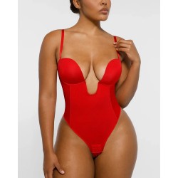 BOOT-YEAH™ Bodysuit MeshSmooth™ Deep Plunge à dos bas