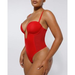 BOOT-YEAH™ Bodysuit MeshSmooth™ Deep Plunge à dos bas