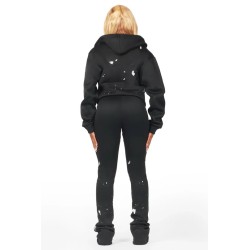 femmes halloway noir zip-up super empilé trackset