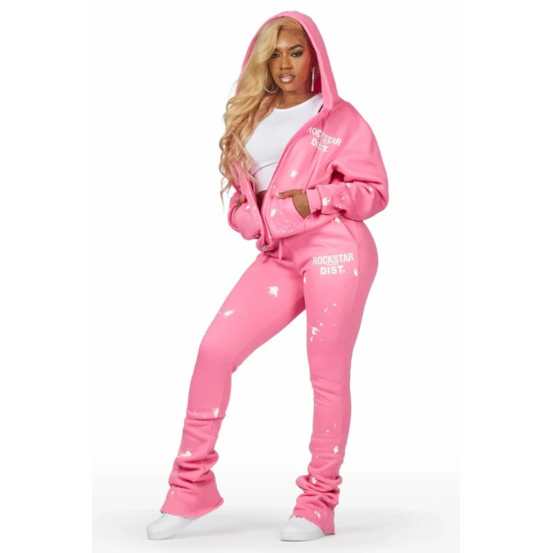 femmes halloway noir zip-up super empilé trackset