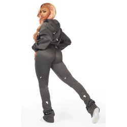 femmes halloway noir zip-up super empilé trackset