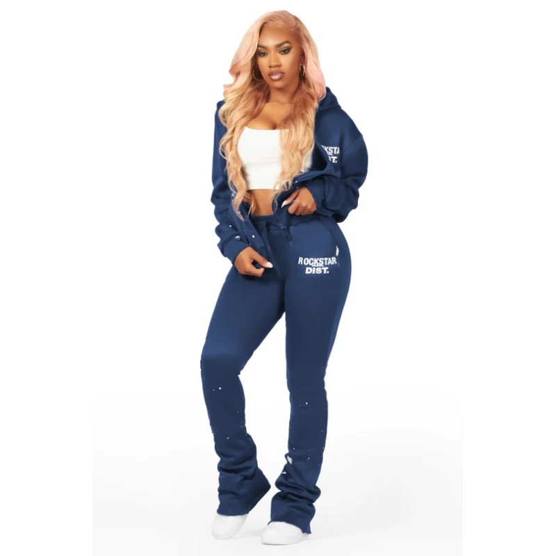 femmes halloway noir zip-up super empilé trackset