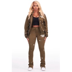 femmes halloway noir zip-up super empilé trackset