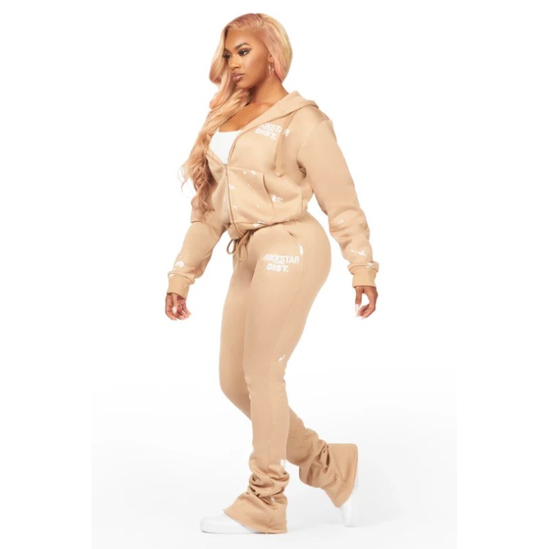 femmes halloway noir zip-up super empilé trackset