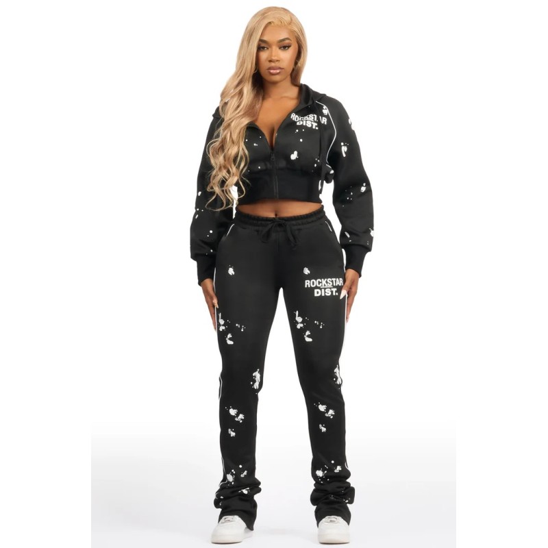 trackset empilé tricot noir maxine pour femmes trackset empilé tricot noir maxine pour femmes