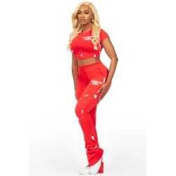 femme kristina t-shirt super empilé trackset