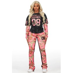 chriseana camo double couche t-shirt trackset pour femmes