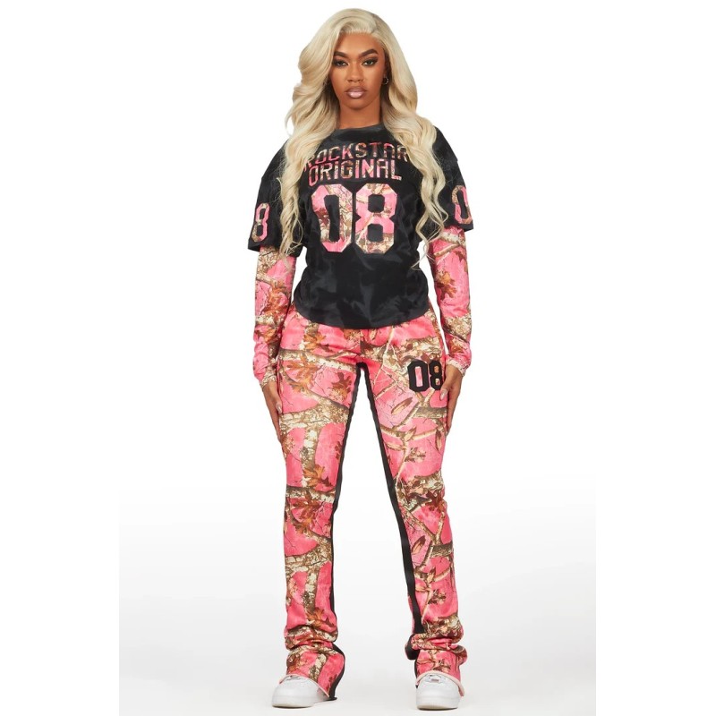 chriseana camo double couche t-shirt trackset pour femmes