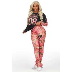 chriseana camo double couche t-shirt trackset pour femmes