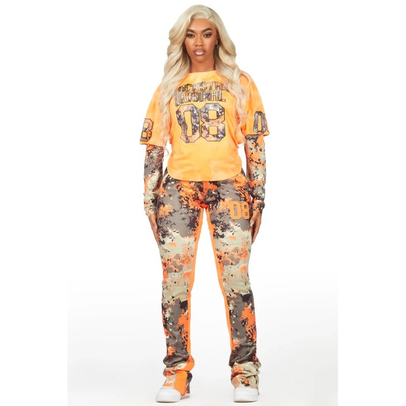 chriseana camo double couche t-shirt trackset pour femmes