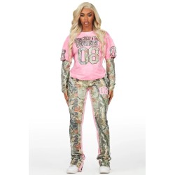 chriseana camo double couche t-shirt trackset pour femmes