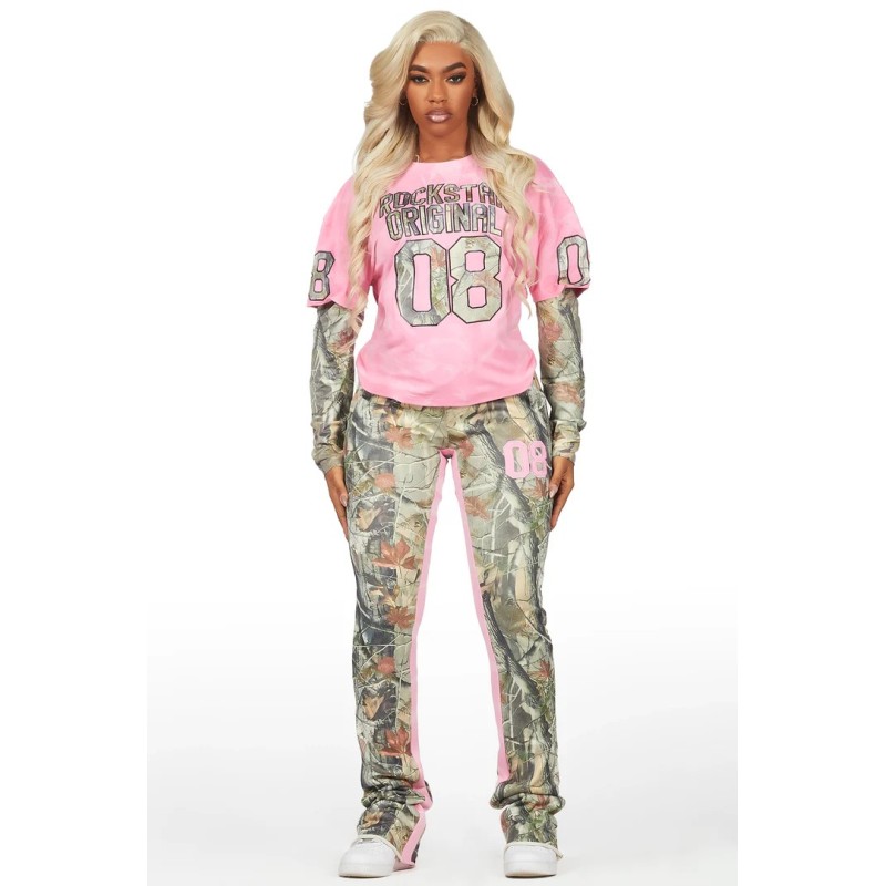 chriseana camo double couche t-shirt trackset pour femmes
