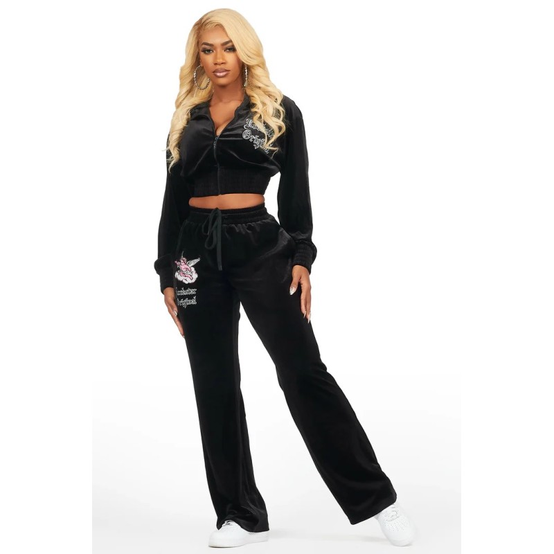 Trackset en velour empilé lanaya baggy pour femmes
