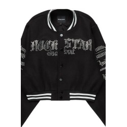 femme gianni tan crop strass veste varsity