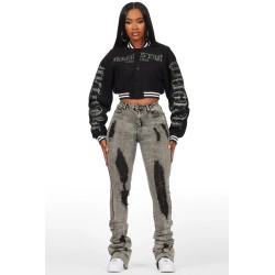 femme gianni tan crop strass veste varsity