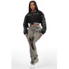 femme gianni tan crop strass veste varsity