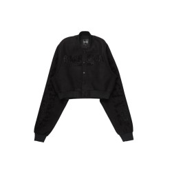 femme gianni tan crop strass veste varsity