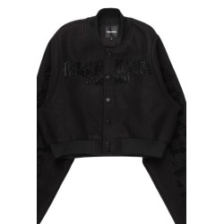 femme gianni tan crop strass veste varsity