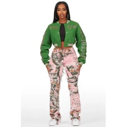 femme gianni tan crop strass veste varsity