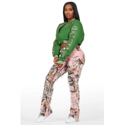 femme gianni tan crop strass veste varsity