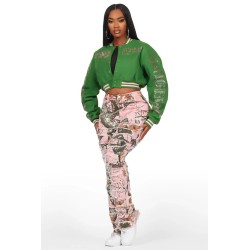 femme gianni tan crop strass veste varsity