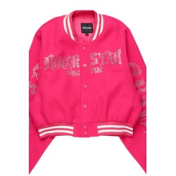 femme gianni tan crop strass veste varsity