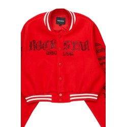 femme gianni tan crop strass veste varsity