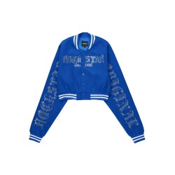 femme gianni tan crop strass veste varsity