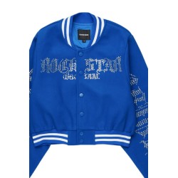 femme gianni tan crop strass veste varsity