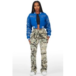 femme gianni tan crop strass veste varsity