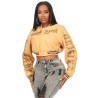 femme gianni tan crop strass veste varsity