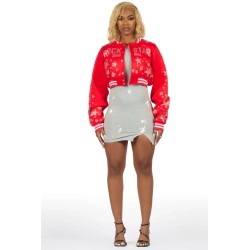 femme shanda récolte strass veste varsity