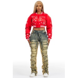 femme shanda récolte strass veste varsity