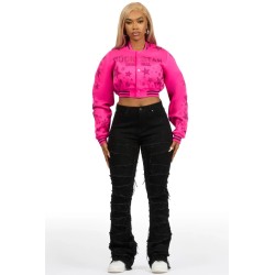 femme shanda récolte strass veste varsity
