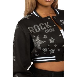 femme shanda récolte strass veste varsity