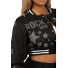 femme shanda récolte strass veste varsity