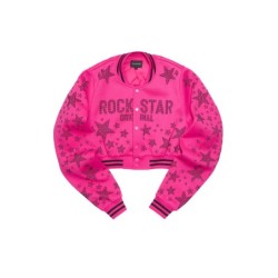 Shanda chaud rose récolte strass veste varsity