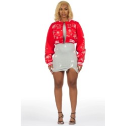 Shanda rouge récolte strass veste varsity