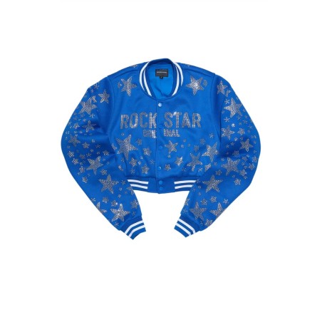Shanda royal bleu récolte strass veste varsity