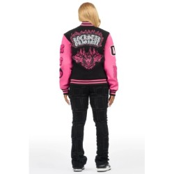 Leslee noir/rose veste oversize