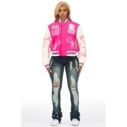 Sharray chaud rose veste oversized varsity