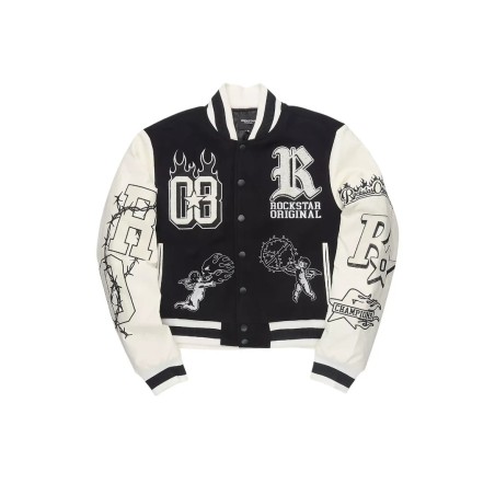 Sharray noir veste oversized varsity