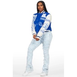 Sharray royal blue veste oversized varsity