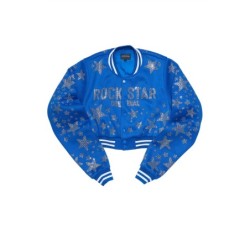 Shanda royal bleu récolte strass veste varsity