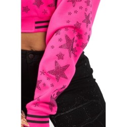 Shanda Chaud rose récolte strass veste varsity