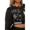 Shanda Chaud noir récolte strass veste varsity