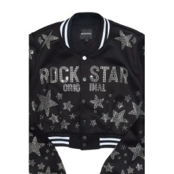 Shanda Chaud noir récolte strass veste varsity